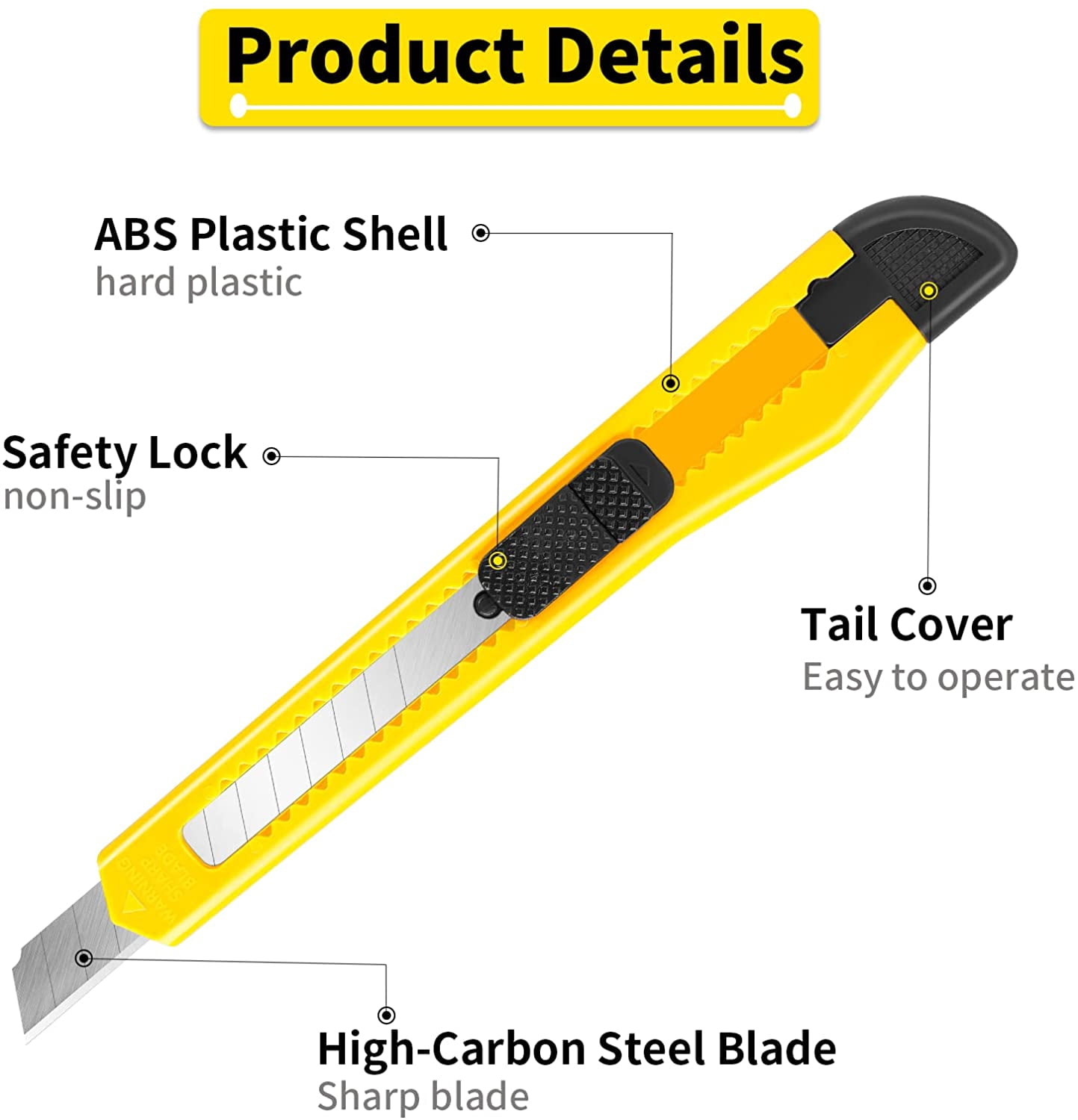 DIYSELF 96-Pack Utility Knife – Premium Box Cutters, Retractable Razor Blades