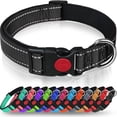 thumbnail image 1 of Collar para perro, collar clásico ajustable de nailon reflectante con acolchado de malla suave y transpirable para perros pequeños, talla S, negro., 1 of 5