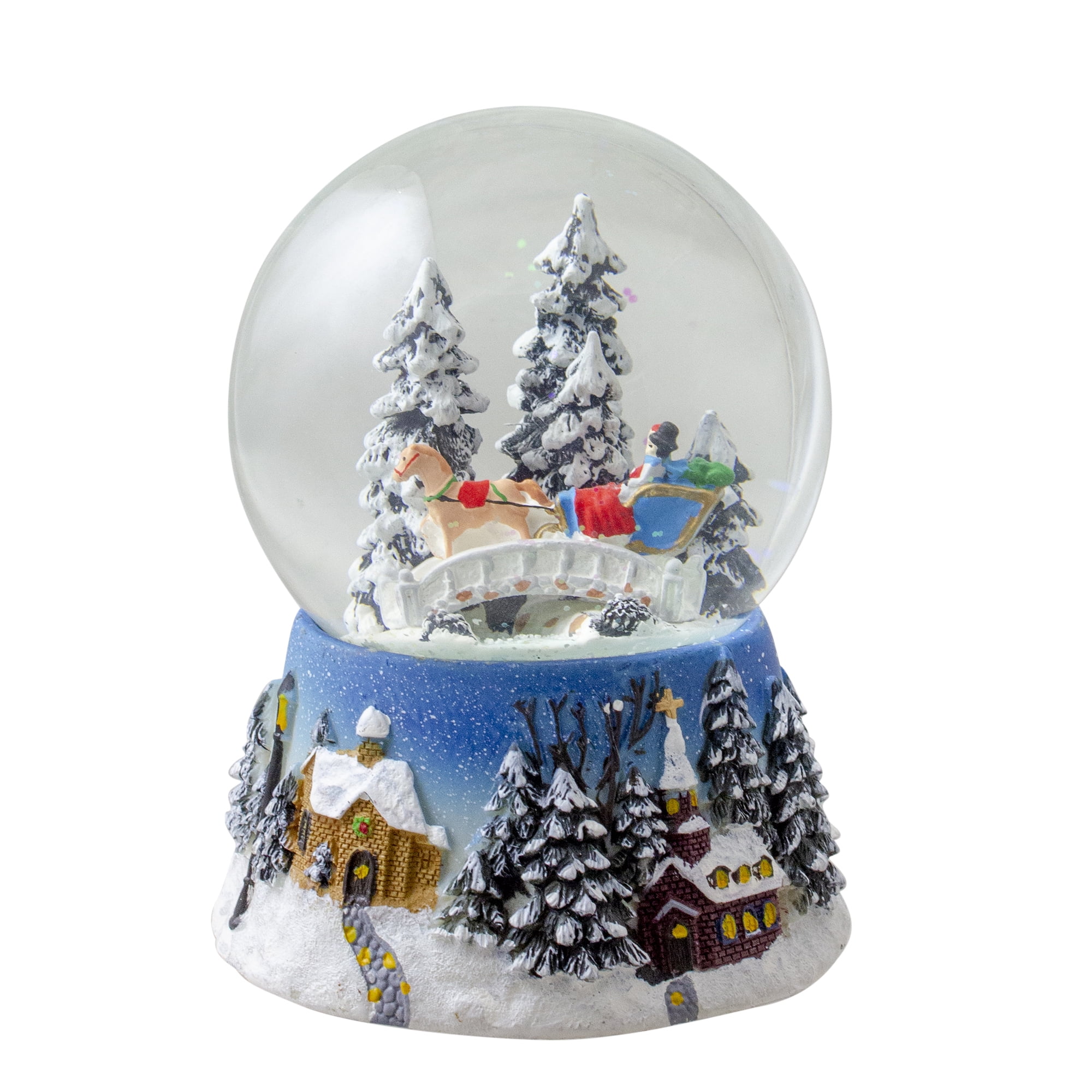 6 Musical Winter Forest Sleigh Ride Christmas Snow Globe Tabletop ...