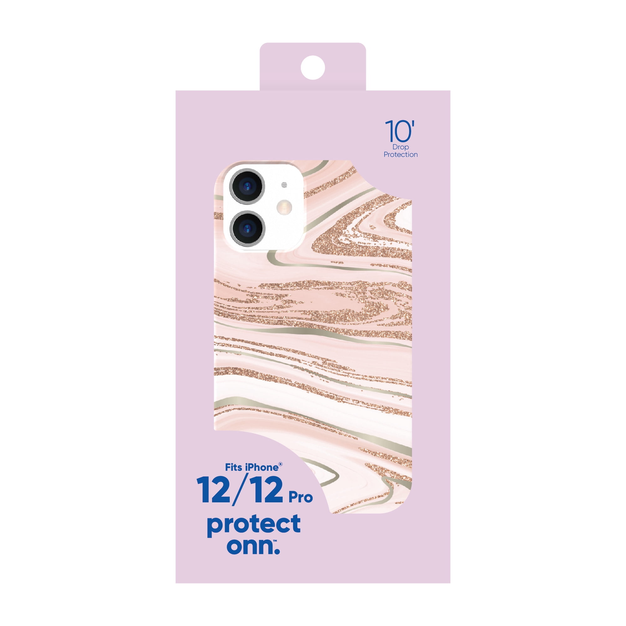 onn. Phone Case for iPhone 12 / 12 Pro - Pink Gold Marble
