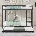thumbnail image 6 of Miniyam Metal Full over Full Bunk Bed with Trundle, Space Saving Bunk Bed Frame with Ladder and Guardrails for Dorm, Apartment, Black, 6 of 7