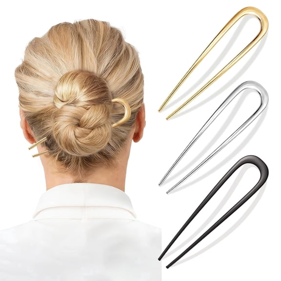 3 PCS French Hair Pins for Women, Elegant Hair Pins for French Twist, Buns & Updos, Gold Hair Accessories