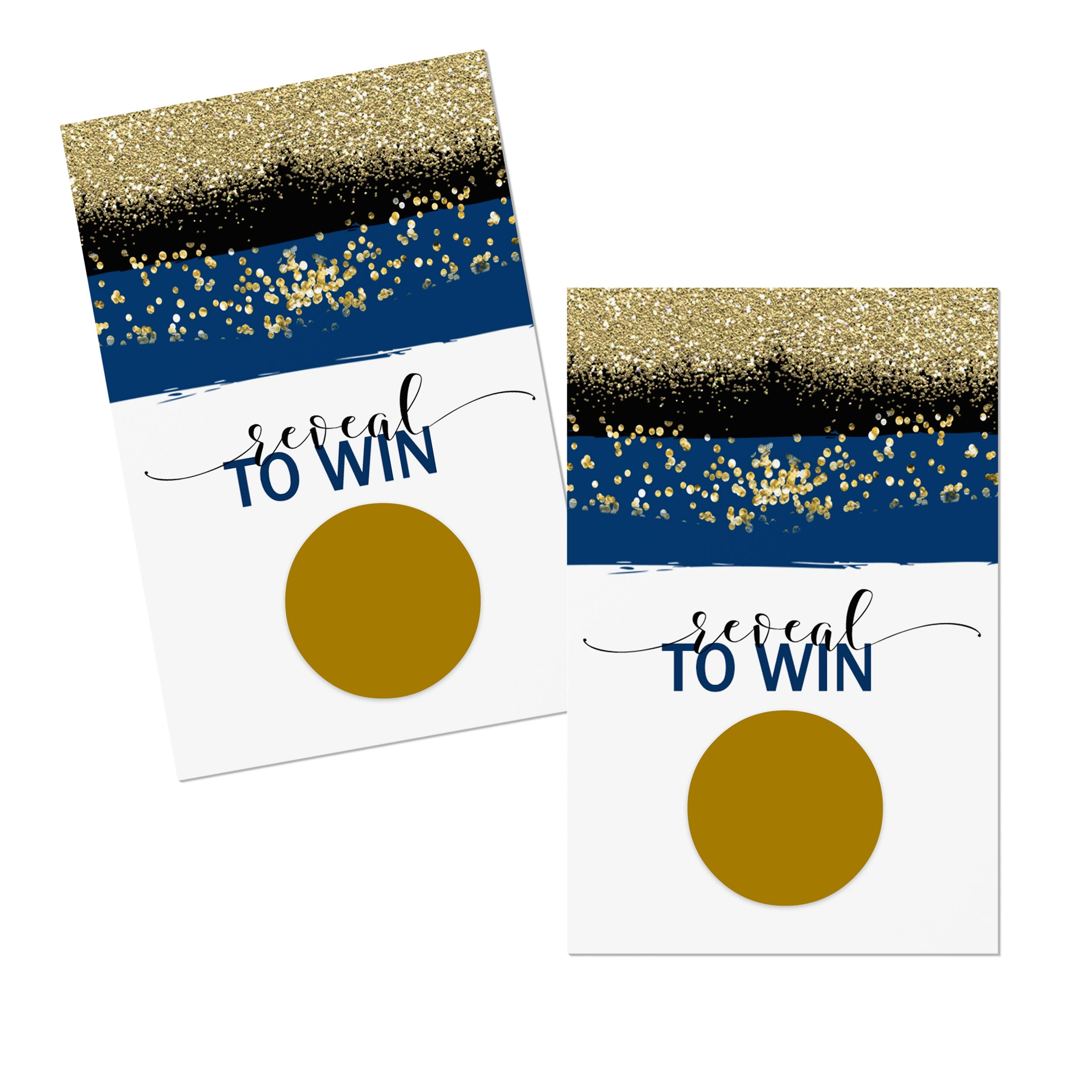 Navy and Gold Scratch Off Cards 28 Pack Wedding Shower Games Baby Shower, Graduation, Holiday Events - Raffle Tickets Drawing Prizes - Elegant Favors - Paper Clever Party