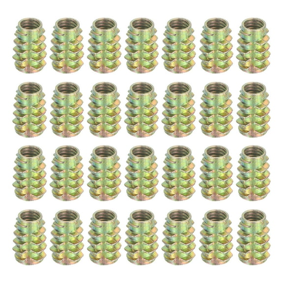 28 Pcs Threaded Inserts for Wood, Zinc Alloy M6 Hex-Flush Thread Inserts Nuts 15mm Length