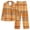 Orange, variant on Tnhcen Cozy V Neck Lounge Wear Set Women's Grid Printed Pajamas 2 Piece Long Sleeve Top Pants Nightwear Set​ S-2XL