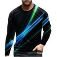 thumbnail image 2 of cllios Long Sleeve Shirts for Men Big and Tall Casual 3D Line Print T-Shirt Crewneck Tees Mens Regular-Fit Shirt Workout Pullover Tops Black XXL, 2 of 5