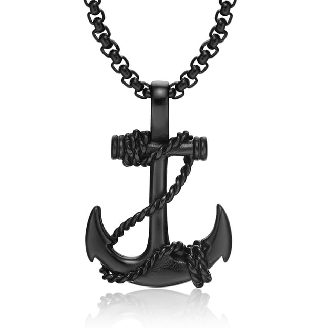Collar para Hombre, Cadena con Colgante de Placa con Circonitas, Acero Inoxidable con Baño de Oro de 18k, Color Plata o Negro – Joyas y Accesorios para Hombre