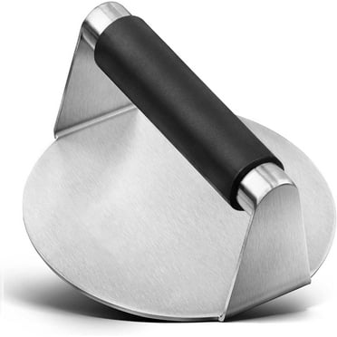 AnTom Stainless Steel Burger Press with Anti-Scald Handle, 5.8 inch Round Non-Stick Burger Smasher for Kitchen Cooking and Grilling