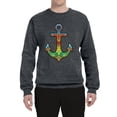 thumbnail image 2 of Trippy Mandala Nautical Colorful Mosaic Anchor | Mens Fashion Crewneck Graphic Sweatshirt, Charcoal, Large, 2 of 4