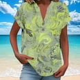 thumbnail image 1 of Lydiaunistar Summer Tops for Women Casual Short Sleeve V-Neck Button-Up Blouse, Lightweight Polyester, Daily Fashion, Perfect for Spring, Summer, Fall, Sizes S-5XL, 1 of 5