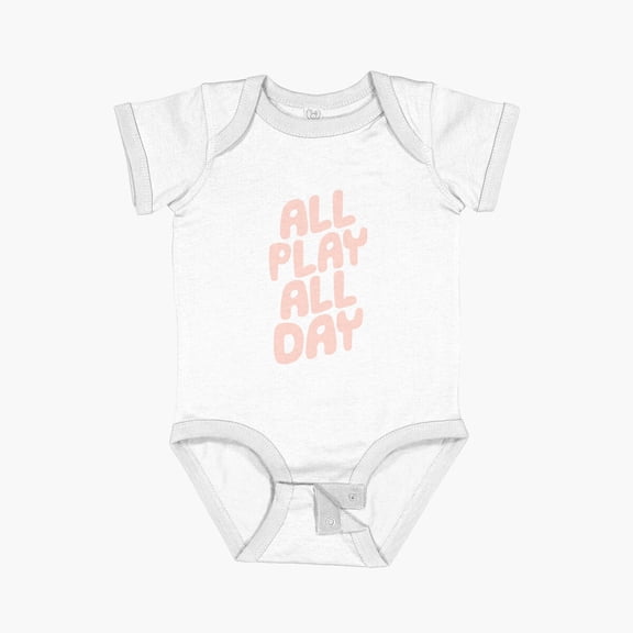 Bella Canvas All Play All Day In Peach And Pink Short Sleeve Baby One-Piece Newborn Gender Neutral Outfit, Baby Boy Or Girl Bodysuit, Birrthday Gifts