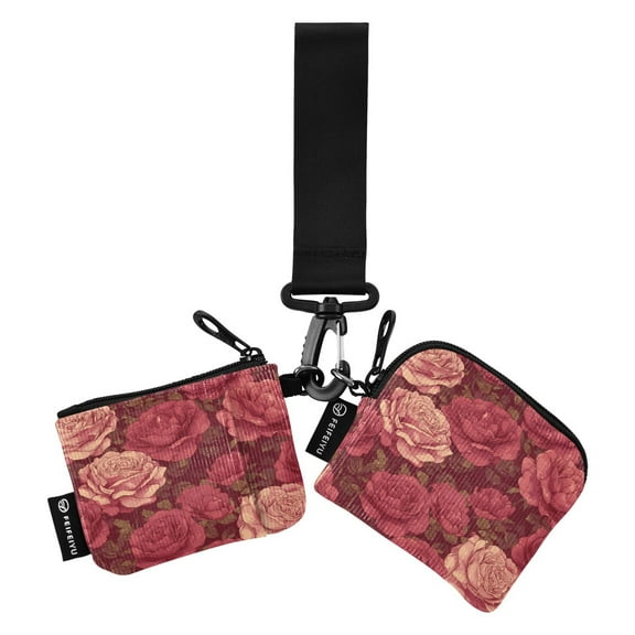 Women's Coin Purses Keychain Wallet Mini Zip Dual Pouch Wristlet Portable Coin Purse Small Wallets For Travel Sports Outdoors Beautifui Rose Red