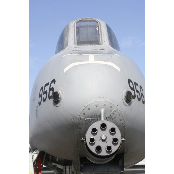 GAU-8 Avenger gun on the front of an A-10 Thunderbolt Canvas Art - Timm ZiegenthalerStocktrek Images (12 x 18)