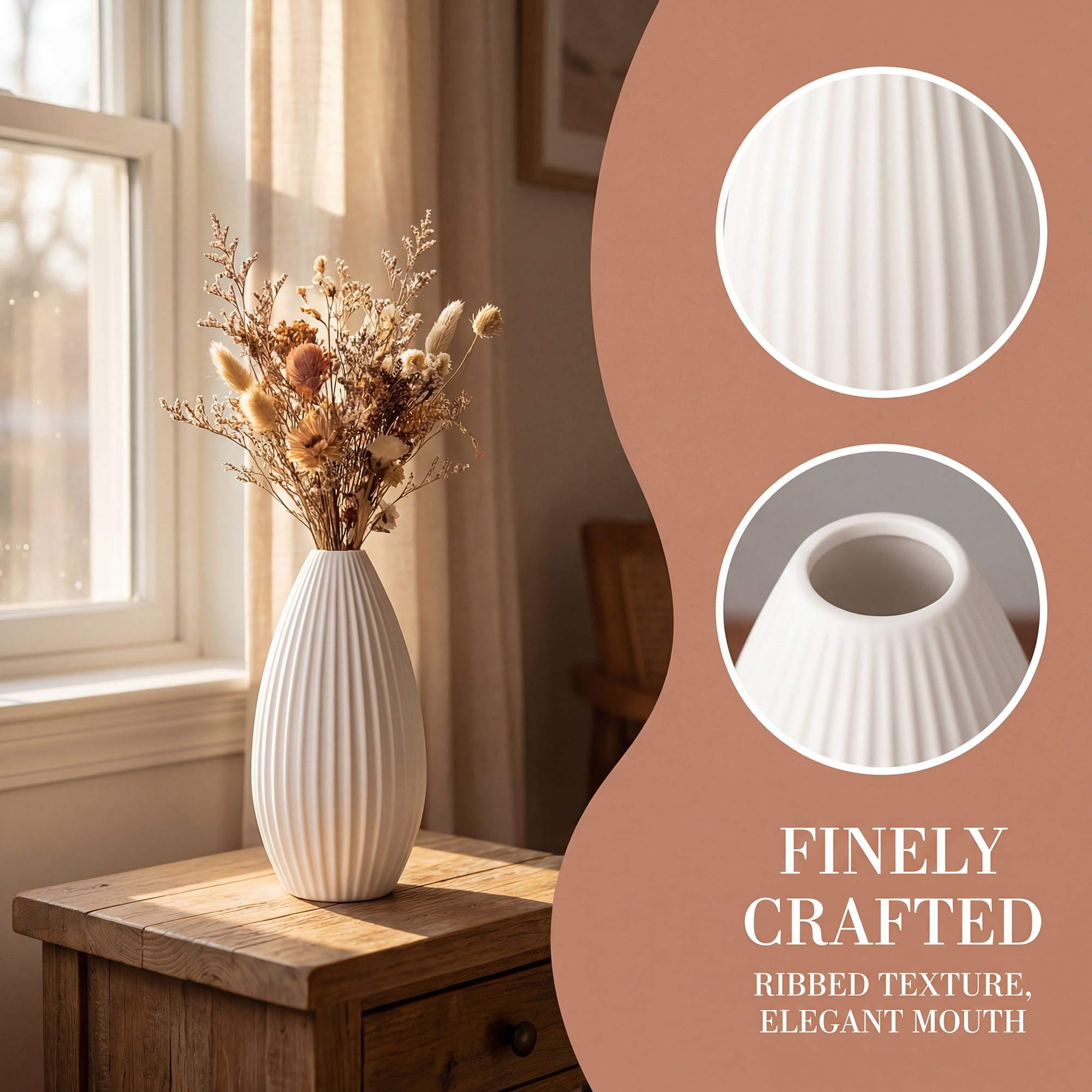 Unique Bargains Modern Ceramic Matte Vase White Narrow Mouth 3.1" x 3.1" x 5.9"