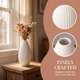 thumbnail image 2 of REGALWOVEN Modern Ceramic Vase Matte Ribbed Flower Vase, Wide Opening Chubby Vase for Desktop, Shelf & Bathroom White Narrow Mouth 3.1" x 3.1" x 5.9", 2 of 5