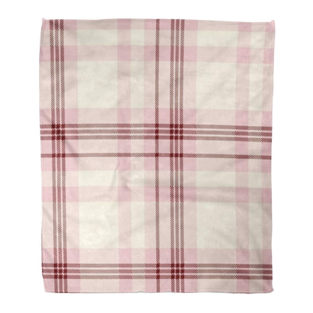 JSDART Flanelle Jeter Couverture Motif à Carreaux Motif d'Impression dans la Palette de Crème Rose Bordeaux en Sourdine Traditionnelle Damier pour Numérique 58x80 Pouces Léger Confortable Peluche Chaude Floue Douce