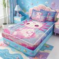 thumbnail image 2 of Manfei Salamander Pattern Zipper Queen Comforter Set with Fitted Sheet and 2 Pillowcases,Adorable Axolotl Zipper Bedding Set,Polkadot Reversible,4pcs, 2 of 7