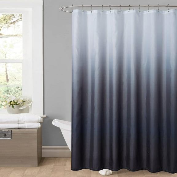 Black Ombre Bathroom Shower Curtains for Bathroom,Black and White Fabric Gradient Shower Curtain,Textured Fabric Waterproof Bath Curtain,Decorative Bathroom Accessories,72x84inch,Long Size