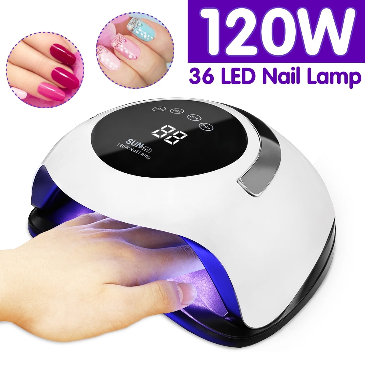 120W 36 LED UV Nail Polish Dryer Lamp Gel Polish Curing Lamp with 4