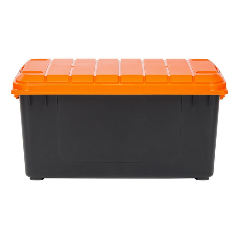 IRIS USA Heavy-Duty Plastic Storage Bins, Store-It-All Container Totes with  Durable Lid and Secure Latching Buckles, Black/Orange