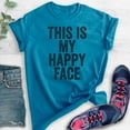 thumbnail image 2 of This Is My Happy Face T-shirt, Unisex Women's Men's Shirt, Mean Face Shirt, Heather Blue, 3X-Large, 2 of 6