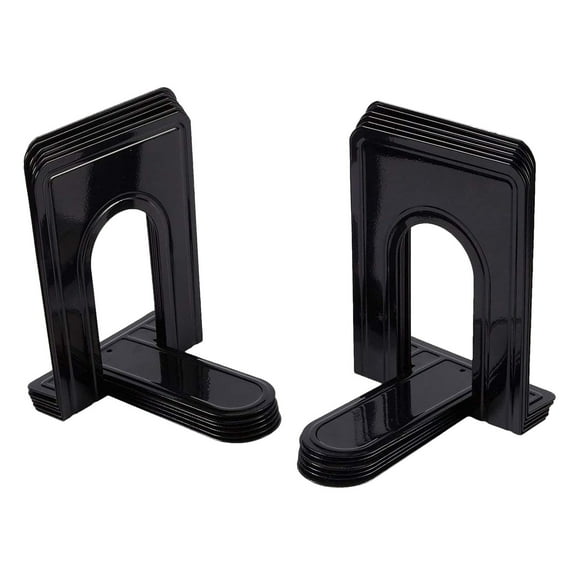 XIANXIAN 2-Piece Metal Book Stand Bookends for Shelves – Metal Book Ends for Heavy Book Stoppers Heavy Duty Book Holder Organizer – Black