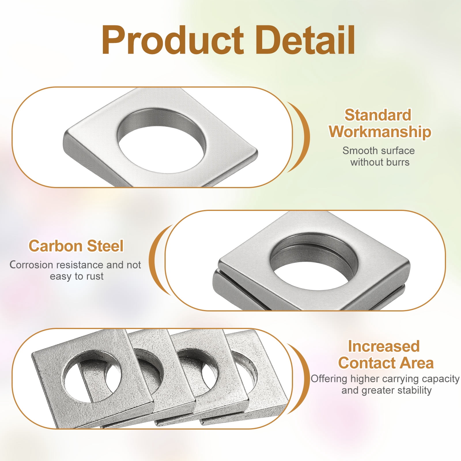 4pcs Beveled Square Washers, M22x40mm Square Beveled Washers Bearing Strut Plate Flat Pad Spacer 304 Stainless Steel for 22mm Bolts Wedge Shim Leveling Fastener Nut Bolt Gasket, Silver