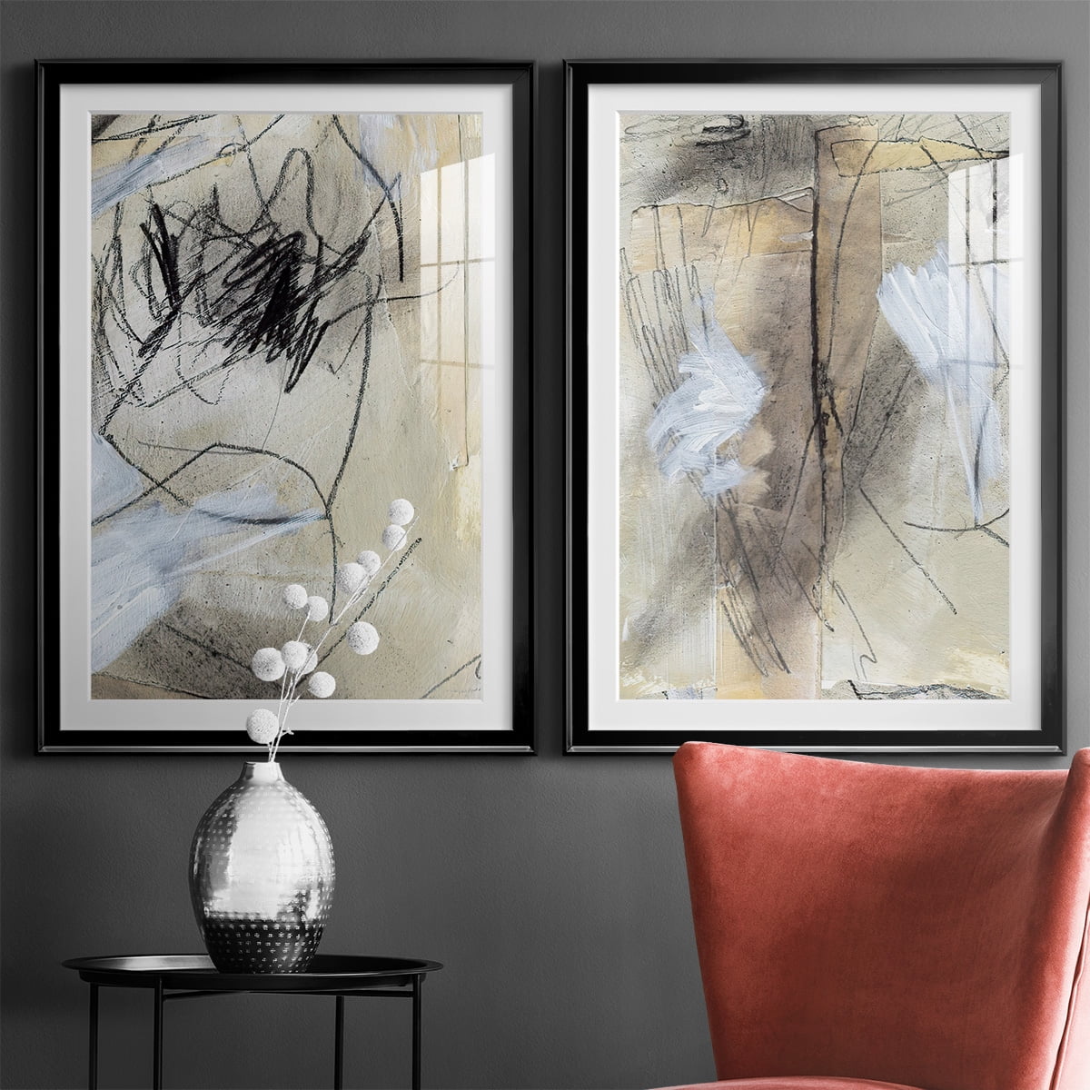 Wexford Home Masked Notes VII Premium Framed Print, 18.5" x 24.5" - Ready to Hang, Black (Set of 2)