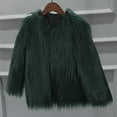 thumbnail image 3 of SEAOPEN Girl's Faux Fur Fleece Solid Jacket Outwear Long Sleeve Open Front Warm Coat Jacket Green,XL, 3 of 5