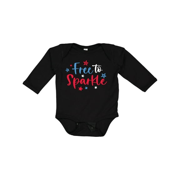Inktastic 4th of July Free to Sparkle in Red White and Blue Boys or Girls Long Sleeve Baby Bodysuit