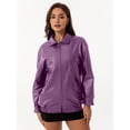 thumbnail image 4 of Women'S Loose Fashion Long Sleeve Lapel Oversized Faux Leather Jacket with Zipper Spring Fall Clothing Purple XXL, 4 of 9