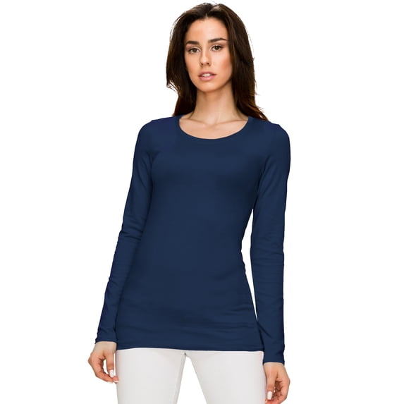 MBJ WT2181 MBJ WT2181 Women's Round Neck Long Sleeve Basic Top L NAVY