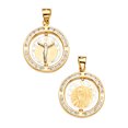 thumbnail image 3 of Wellingsale 14k 3 Tri Color White Yellow and Rose Gold Spinning Medal Pendant (Size : 25 x 18 mm), 3 of 5