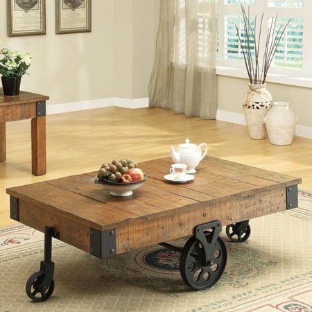 coaster furniture wood coffee table with casters - walmart