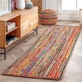 thumbnail image 3 of Indian Handmade Braided Multi Color Cotton with Natural Jute Area Rugs , Home Decor Carpet Size 2 x 4 Feet ( 60 cm x 120 cm ), 3 of 5