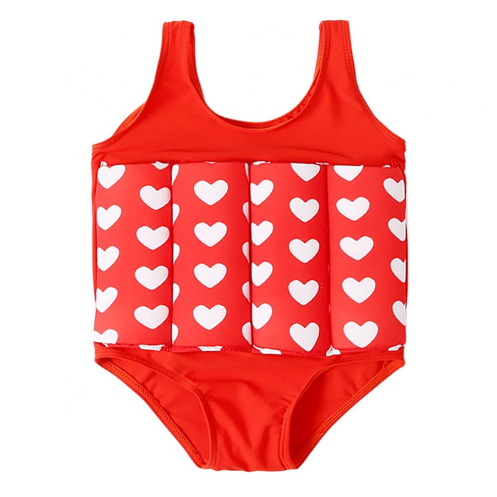 Baby Kids Girls Boys Floatation Swim Suit One-Piece Swimwear Buoyancy W/ Cap AM 