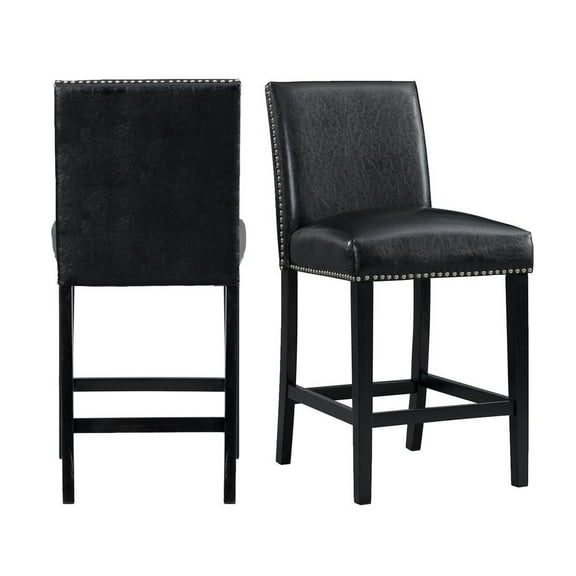 Belen Kox Picket House Furnishings Pia Faux Leather Counter Height Side Chair Set in Black