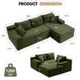 thumbnail image 2 of Aukfa 95" Cloud Sectional Sofa Deep Seat Boneless Couch Modular L-Shaped Couch, Right Chaise Corduroy Sofa for Living Room, Green, 2 of 9