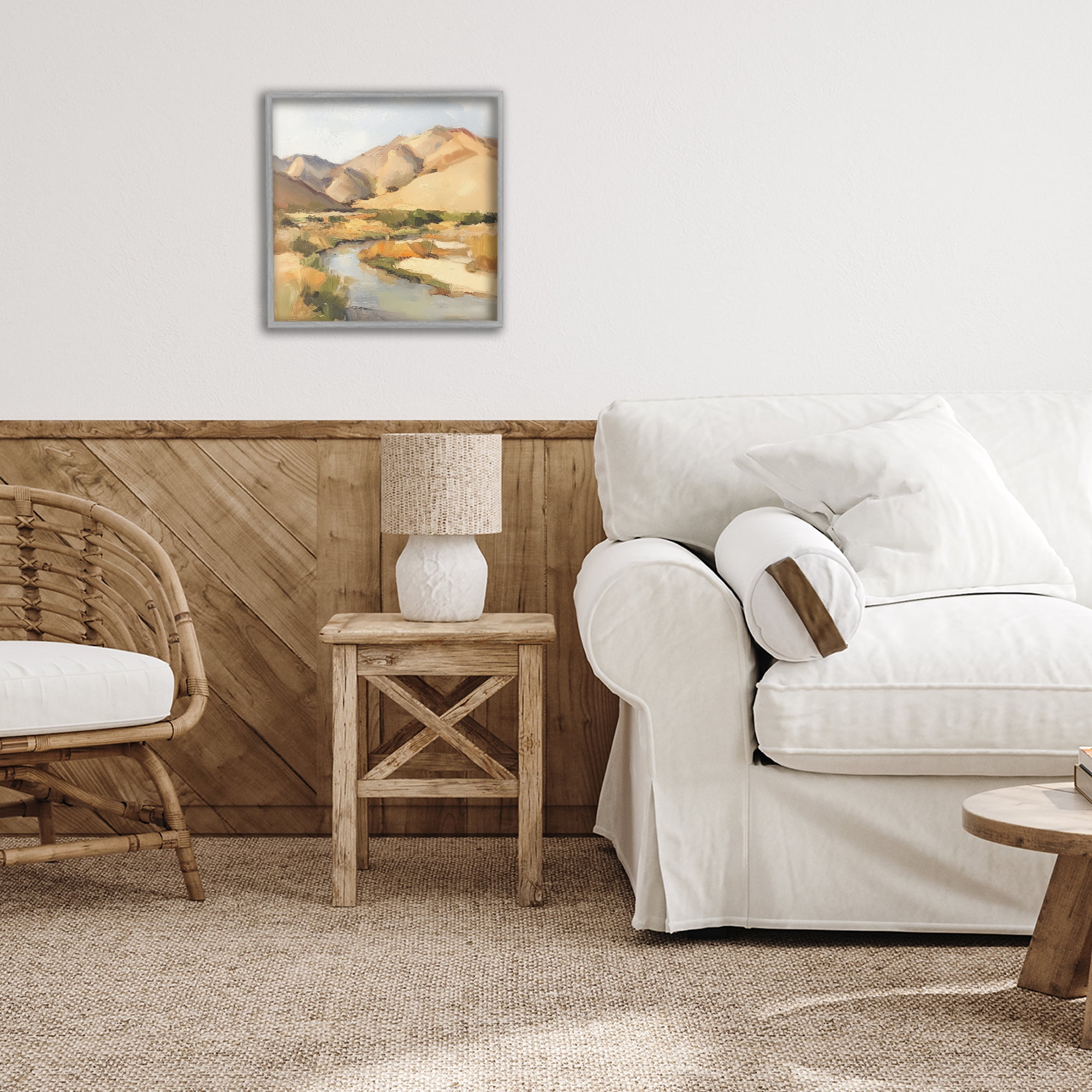 Stupell Industries Wispy Desert River Gray Framed Giclee Art, design by Petal Prints Design