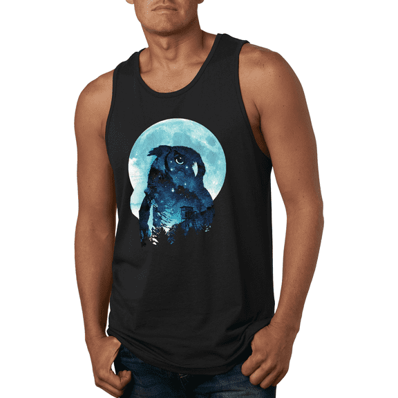 Creepy Winter Beach Night Owl Animal Lover Graphic Tank Top