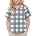 thumbnail image 4 of Lenpel Boys' Button down Shirts Toddler Plaid Short Sleeve Collared Casual Shirts Lightweight Summer Shirts with Pocket, 4 of 7
