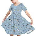 thumbnail image 6 of MKOSPLRT Summer Dresses for Girl 4-14 Years Short Sleeve Skater Twirl Dresses Casual Floral Graphic Midi Dresses Boho Swing Pleated Dresses, 6 of 8