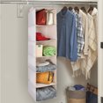 thumbnail image 1 of Organizador de armario colgante con estante de 6 niveles, estante colgante de tela con 2 ganchos resistentes para almacenamiento, plegable (beige brillar Hogar, 1 of 3