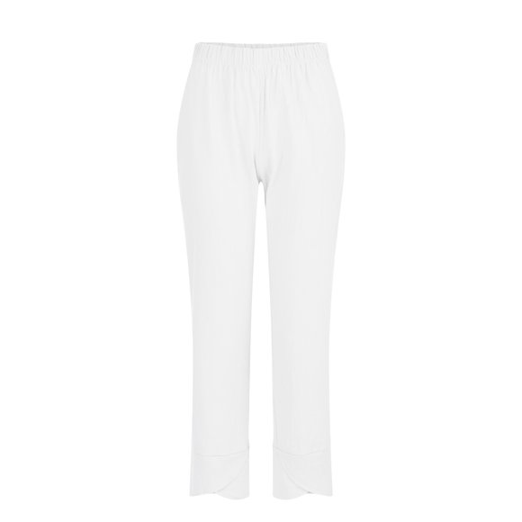 LUOGENLI Female Casual Pants Pants Casual Home Female Womens Casual Pants Elastic Waist 2xl Business Casual Pants for Women Cargo White XXL