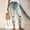 Light blue, variant on Idoravan Women's Plus Size Pants Fashion Women Pockets Button Mid Waist Skinny Ripped Jeans Trousers Hole Denim Pants