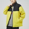 thumbnail image 4 of Windbreaker Jackets for Men Big And Tall Color Block Stand Collar Coats with Pockets Full Zip Long Sleeve Outerwear (Yellow M), 4 of 4