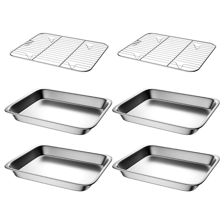 Stainless Steel Baking Sheet And Drain Tray, Barbecue Grilling Tray With  Cooling Rack, Oil Drain And Vegetable Preparation Tray, Small Baking Tray  With Rack Set, Rust Proof, Deformation Resistant, Easy To Clean