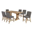 thumbnail image 1 of Ensemble de Salle à Manger en Bois Rustique 7pc avec Chaises en Tissu de Lin Gris et Table Extensible, 1 of 6