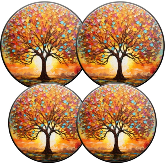 Gas Stove Burner Cover,Electric Stove Top Protector,Easy to Clean,Dreamy Tree with a Multitude of Colored Leaves under a Sunset Sky
