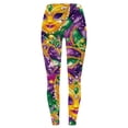 thumbnail image 3 of Festive Outfits for Women Mardi Gras Leggings Colorful Graphic Printed Tights Holiday Party Slim Fit Pants (XL, Gold), 3 of 5